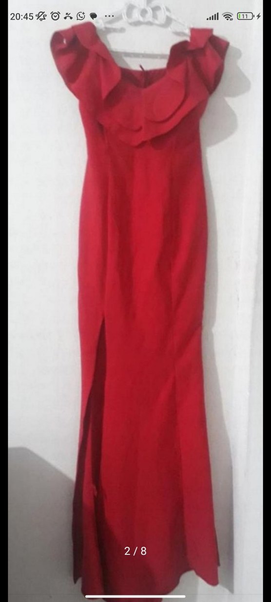 Kırmızı  Uzun Abiye Elbise - Görsel 2