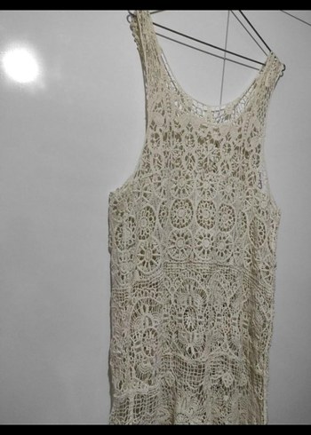 Dantel İşlemeli Kolsuz Mini Bohem Elbise - Görsel 2