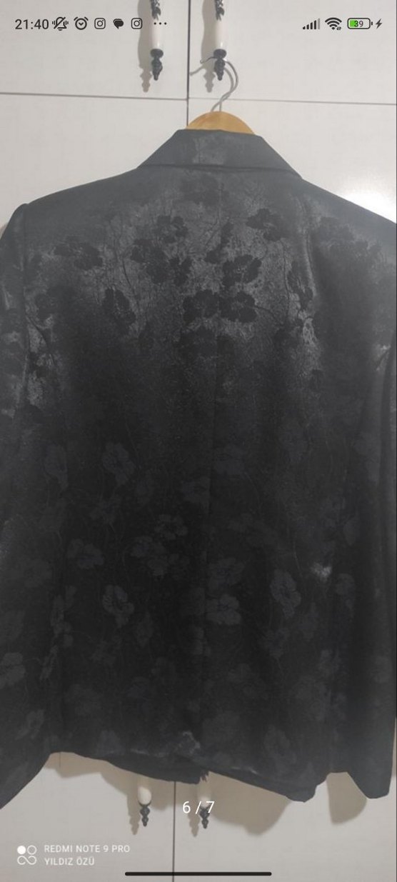 Siyah Bordo Gotik Midi Düğmeli  Ceketi - Görsel 4