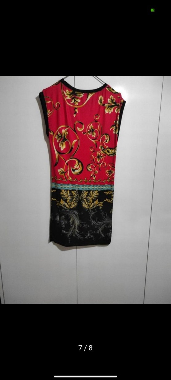 Kırmızı Desenli Kolsuz Mini elbise - Görsel 2