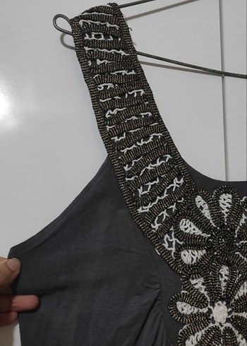 Boncuk İşlemeli Bohem mini bluz elbise - Görsel 4