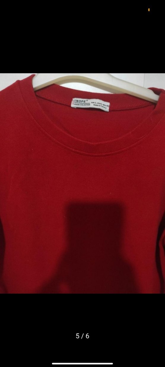 Nakışlı Bohem Kırmızı Triko Tunik - Görsel 5