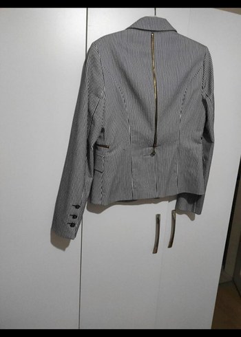 Çizgili Gri Kadın Blazer Ceket - Görsel 7