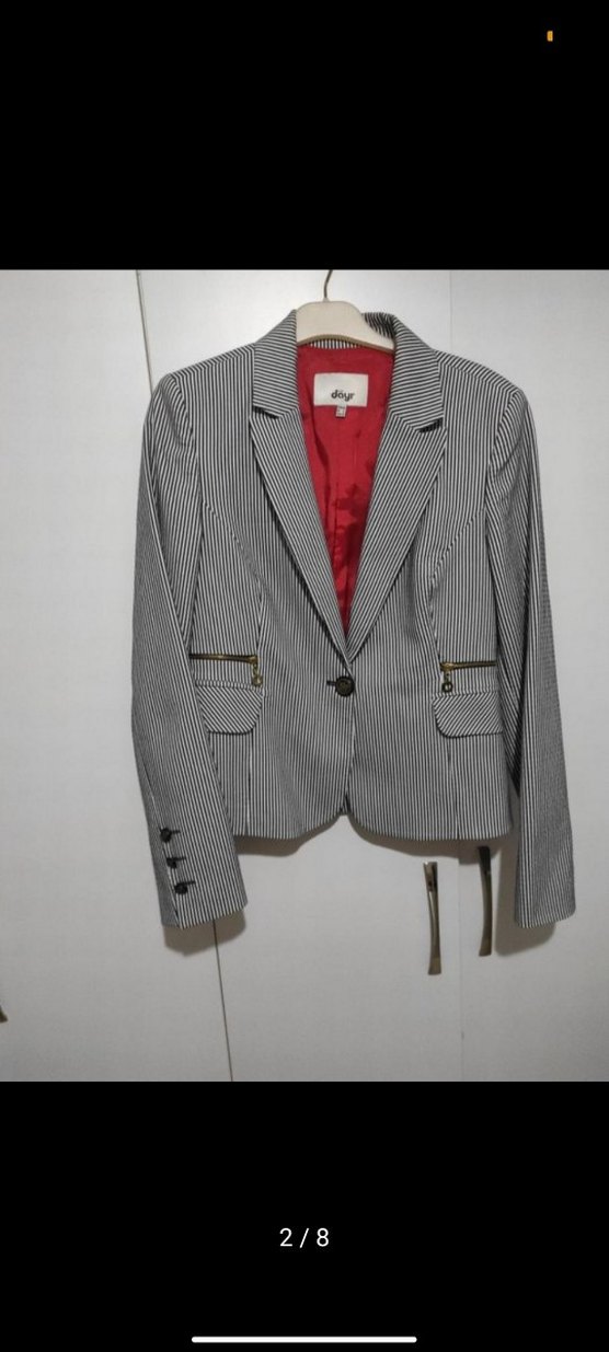 Çizgili Gri Kadın Blazer Ceket - Görsel 2