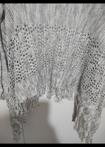 Bohem Gri Örgü Kadın Hırka - Görsel 7