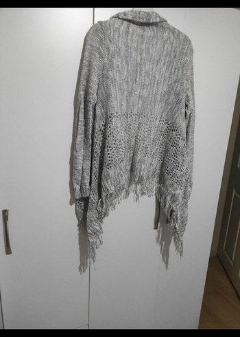 Bohem Gri Örgü Kadın Hırka - Görsel 8