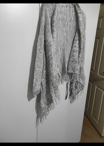 Bohem Gri Örgü Kadın Hırka - Görsel 6