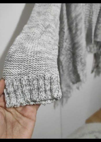 Bohem Gri Örgü Kadın Hırka - Görsel 3
