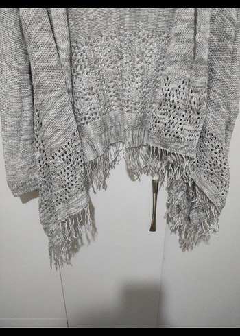 Bohem Gri Örgü Kadın Hırka - Görsel 4