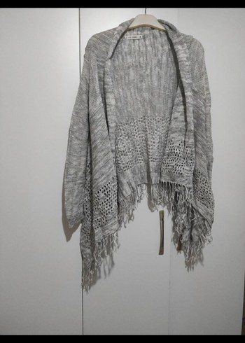 Bohem Gri Örgü Kadın Hırka - Görsel 5