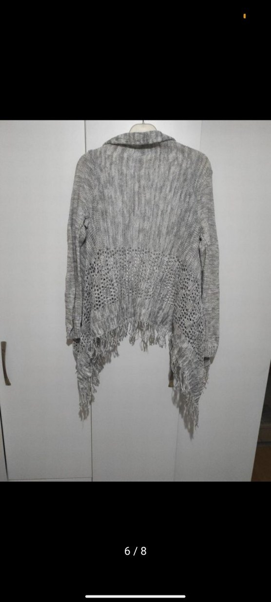 Bohem Gri Örgü Kadın Hırka - Görsel 2