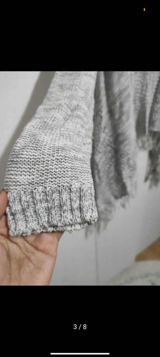 Bohem Gri Örgü Kadın Hırka - Görsel 3