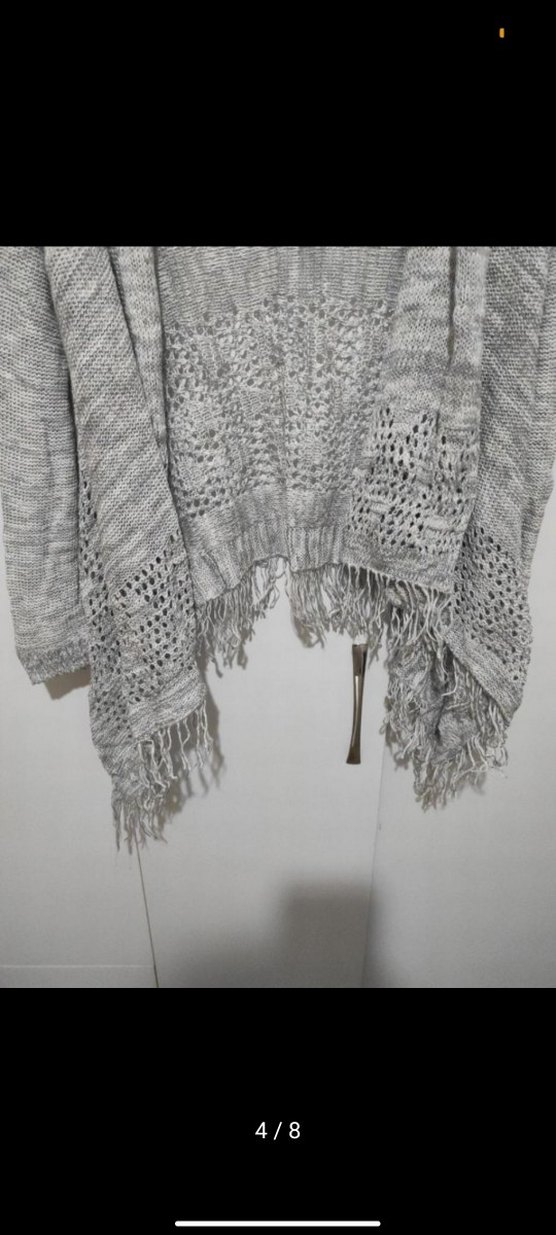 Bohem Gri Örgü Kadın Hırka - Görsel 4