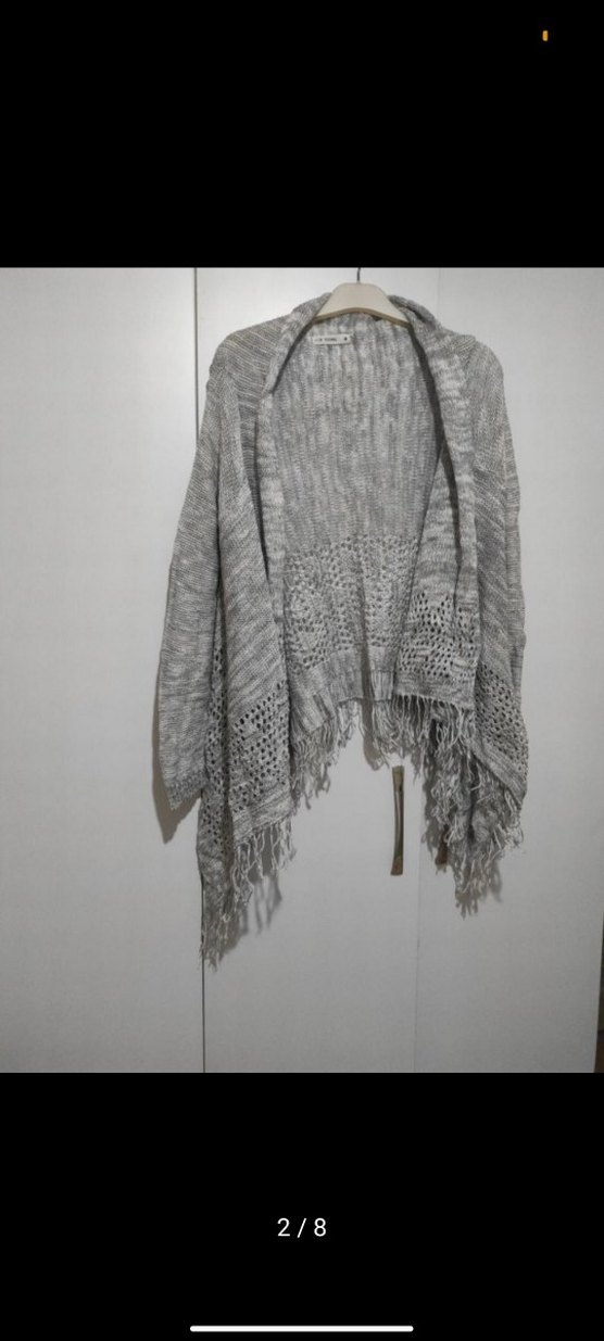 Bohem Gri Örgü Kadın Hırka - Görsel 5