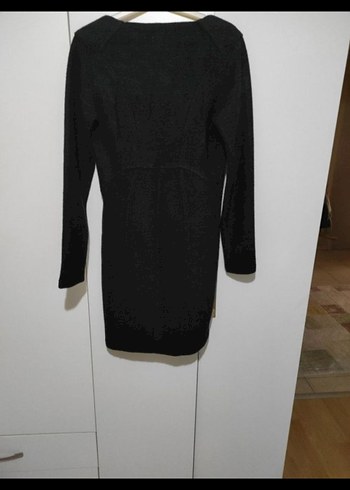 Siyah  Fermuarlı Triko simli Elbise - Görsel 2