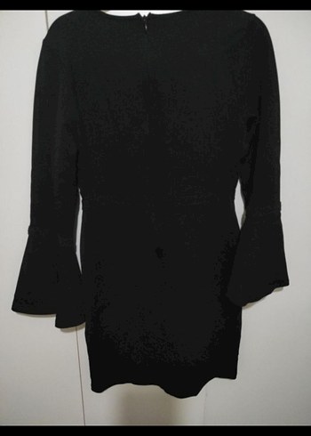 Uzun Kollu İşlemeli Siyah Mini Elbise - Görsel 7