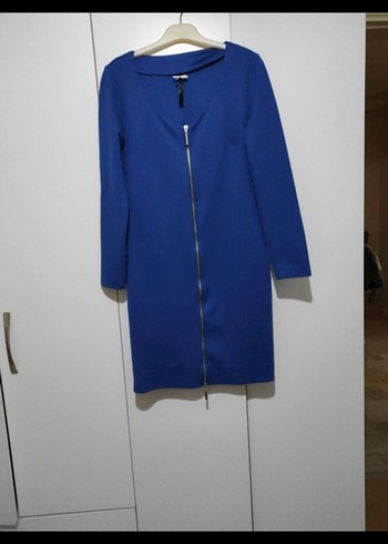 Mavi Midi Fermuarlı Kadın elbise - Görsel 5