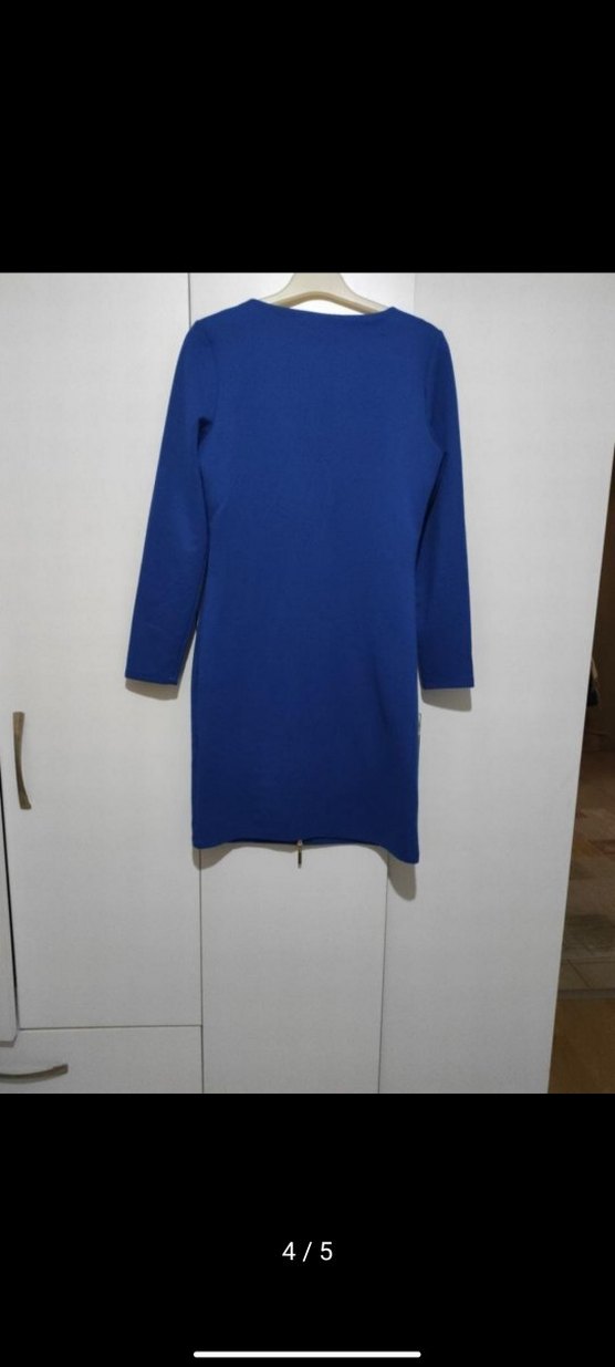 Mavi Midi Fermuarlı Kadın elbise - Görsel 4