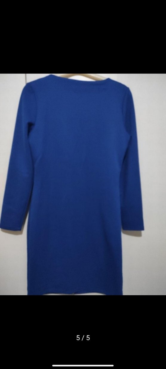 Mavi Midi Fermuarlı Kadın elbise - Görsel 3