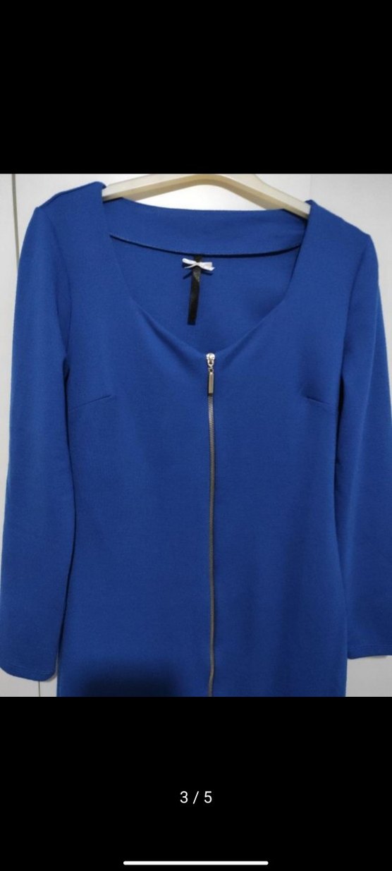 Mavi Midi Fermuarlı Kadın elbise - Görsel 2