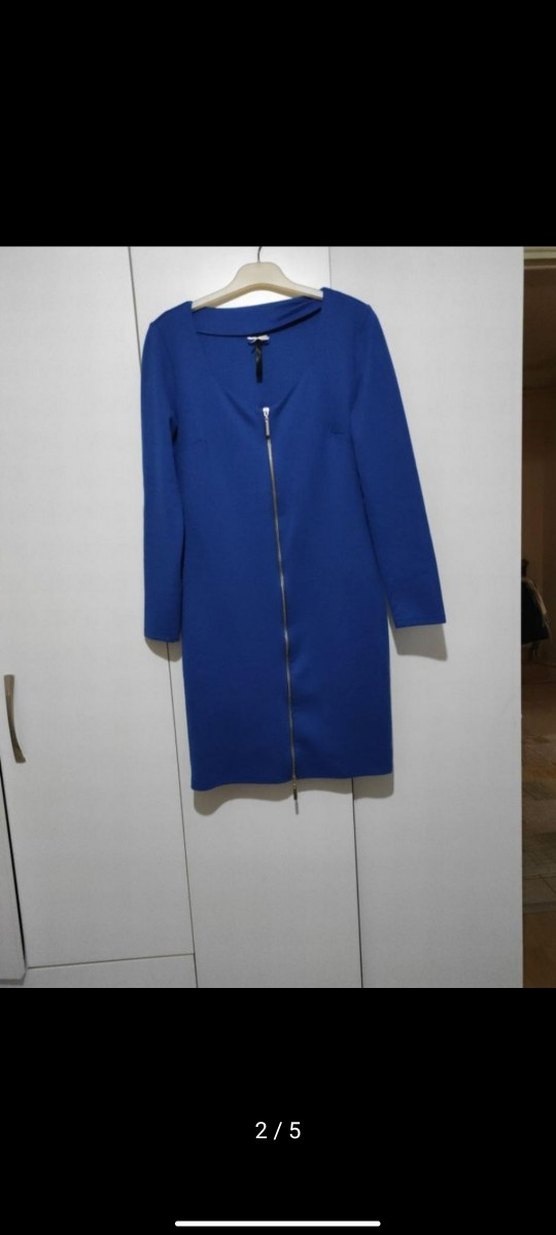 Mavi Midi Fermuarlı Kadın elbise - Görsel 5