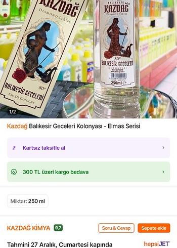 Balıkesir Kazdağ Kolonyası 80° Elmas Serisi - Görsel 3