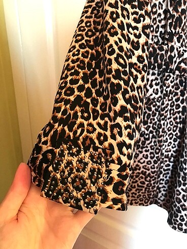 40 Beden camel Renk Leopar desenli ceket
