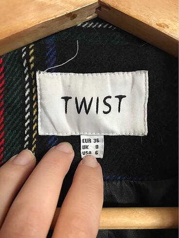 36 Beden siyah Renk Twist ekose desenli kaban