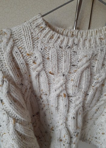 Zara Bohem Tarzı Gri Örgü Yun Kadın Kazak - Görsel 3