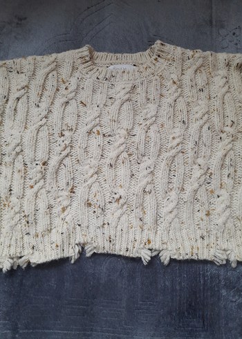 Zara Bohem Tarzı Gri Örgü Yun Kadın Kazak - Görsel 10