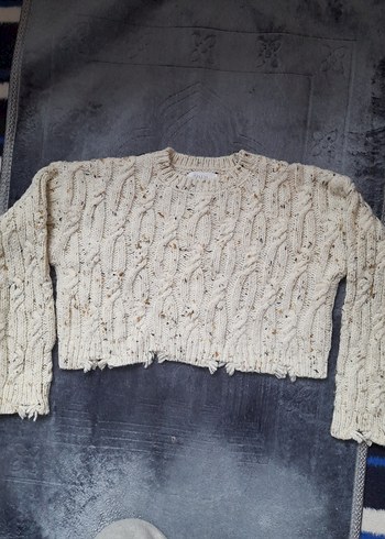 Zara Bohem Tarzı Gri Örgü Yun Kadın Kazak - Görsel 5