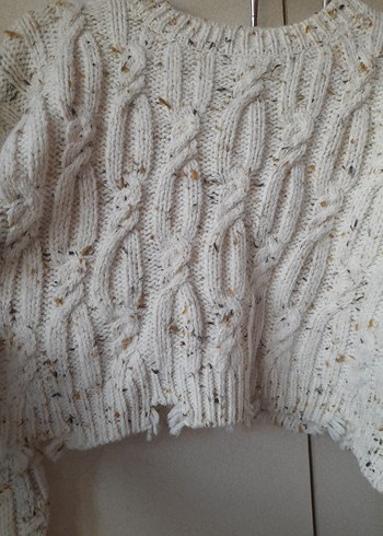 Zara Bohem Tarzı Gri Örgü Yun Kadın Kazak - Görsel 4