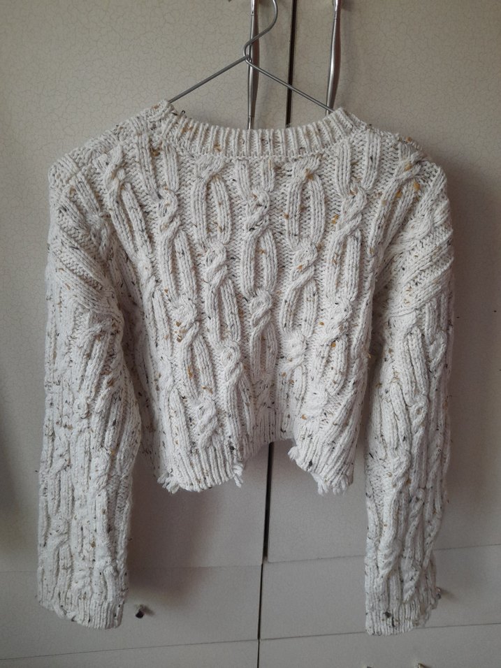 Zara Bohem Tarzı Gri Örgü Yun Kadın Kazak - Görsel 2