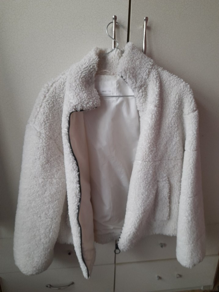 MNG  M beden beyaz Peluş Kadın mont - Görsel 2