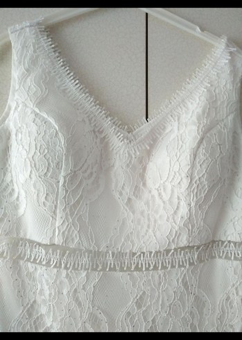 Beyaz simli taşlı abiye 38-40  beden - Görsel 3