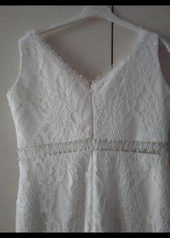 Beyaz simli taşlı abiye 38-40  beden - Görsel 4