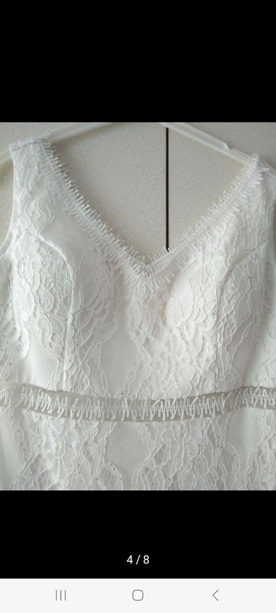 Beyaz simli taşlı abiye 38-40  beden - Görsel 3