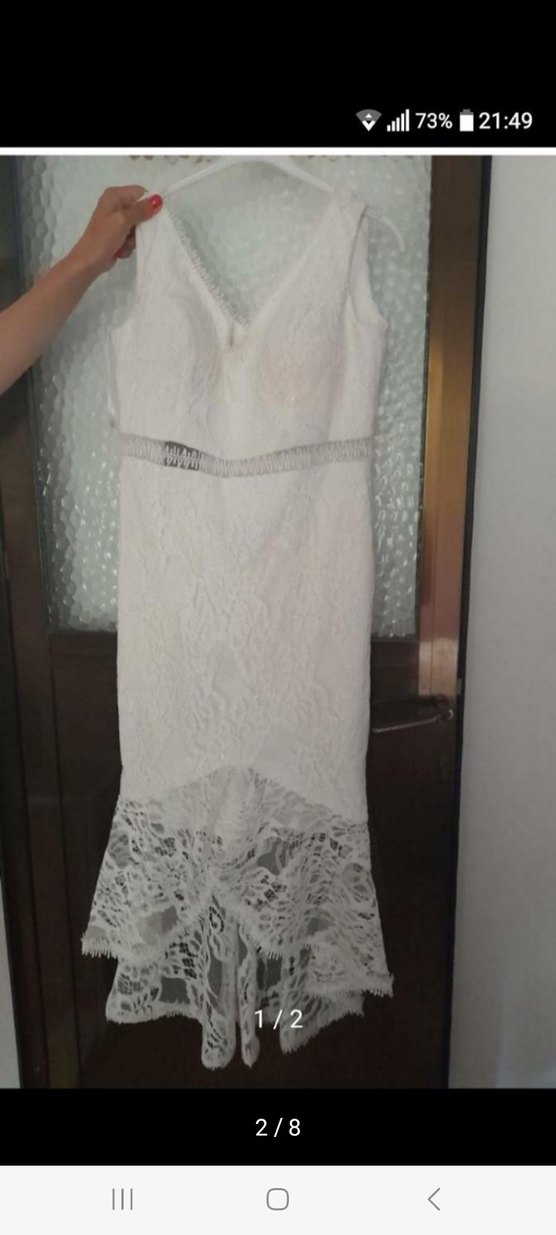 Beyaz simli taşlı abiye 38-40  beden - Görsel 2