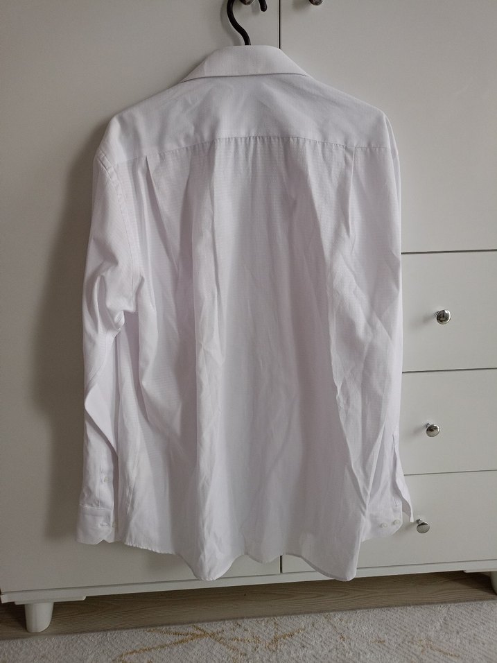 kiğılı beyaz erkek gömlek - Görsel 4