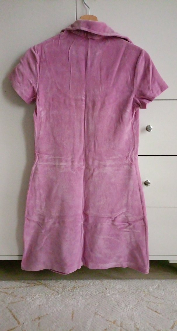 Düğmeli Mor Süet Midi Elbise - Görsel 4