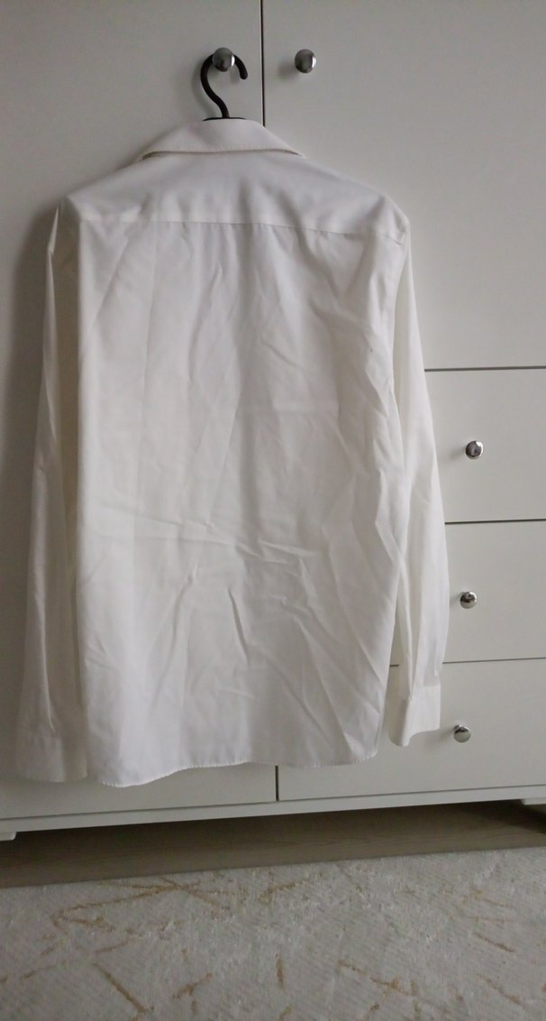 Düğmeli Beyaz Erkek Gömlek - Görsel 3