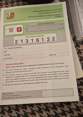 AYT Edebiyat Sosyal Bilimler 1 Simülasyon Denemeleri