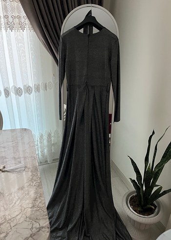 Diğer Gri Uzun Pliseli Kadın Elbise