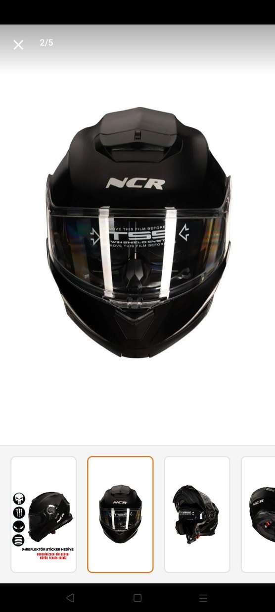 Diger Siyah Biker Motosiklet Kaskı Velcro - Görsel 3