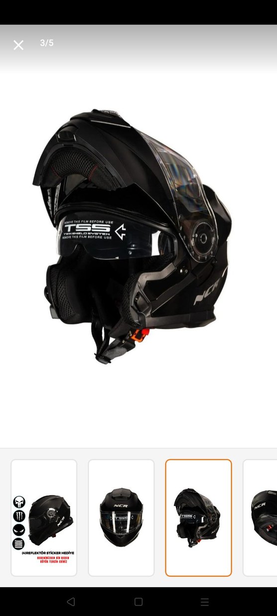 Diger Siyah Biker Motosiklet Kaskı Velcro - Görsel 2