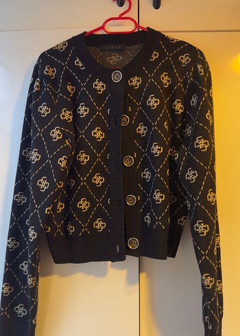 Guess Siyah Monogramli İnce Triko Hirka