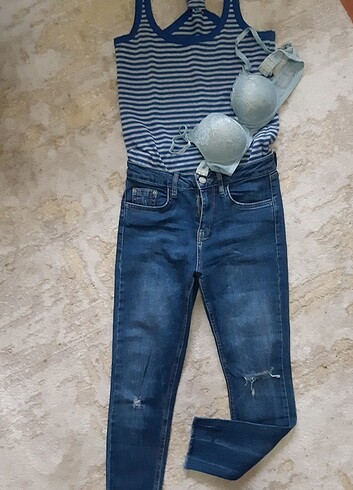 xs Beden Jean,atlet tshırt,südyen kombini
