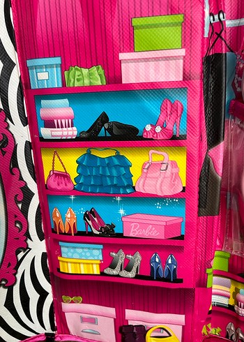 Pembe Parlak Barbi Çantası Siyah Kurdeleli - Görsel 5