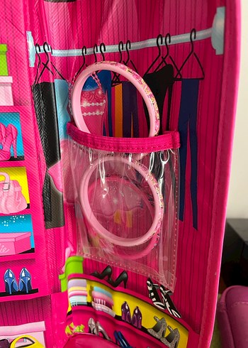 Pembe Parlak Barbi Çantası Siyah Kurdeleli - Görsel 4