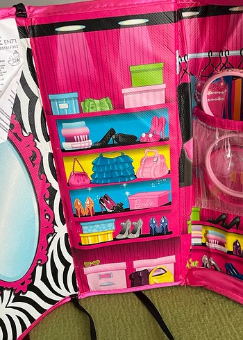 Pembe Parlak Barbi Çantası Siyah Kurdeleli - Görsel 6